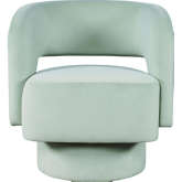 Sutton Split Back Curved Sculpture Swivel Accent Chair in Mint Green Fabric